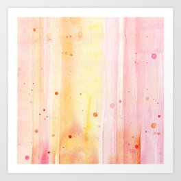 Pink Orange Rain Watercolor Texture Splatters Art Print
