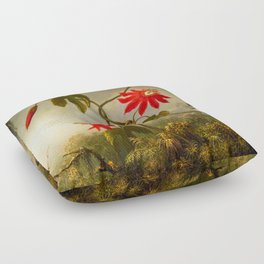 Midnight Passion Flower in a Jungle Floor Pillow