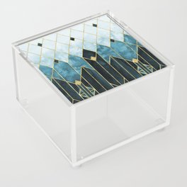 Gold Diamonds Teal Nights Art Deco Geometric - Modern Pattern Acrylic Box