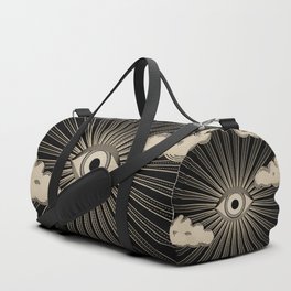 Radiant eye minimal sky with clouds - black and gold Duffle Bag