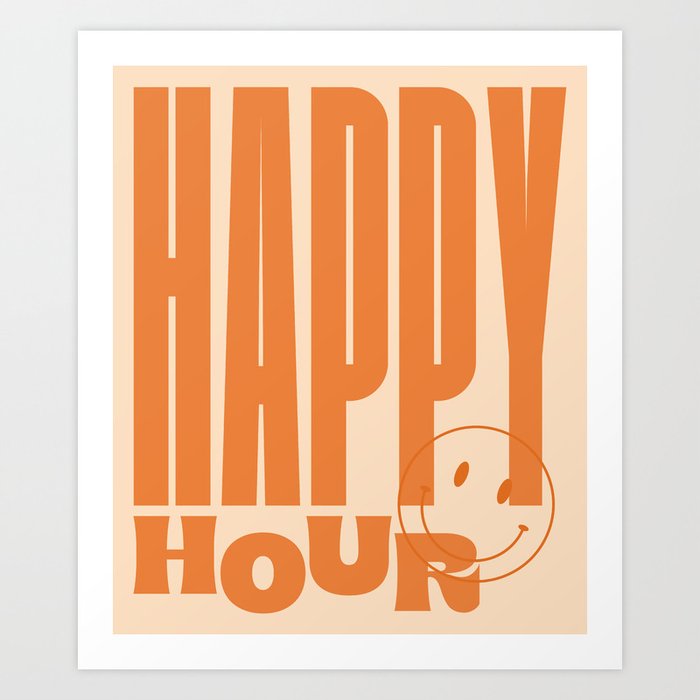 Happy Hour Retro Aesthetic Orange Art Print