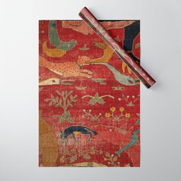 Animal Grotesques Mughal Carpet Fragment Digital Painting Wrapping Paper