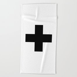 Swiss Cross white and black Swiss Design for minimalist home room wall art decor for apartment Beach Towel