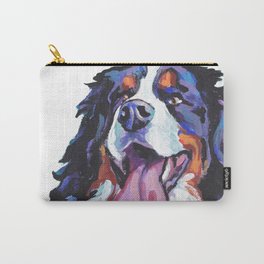 Berner Bernese Mountain Dog Portrait Pop Art painting by Lea Carry-All Pouch