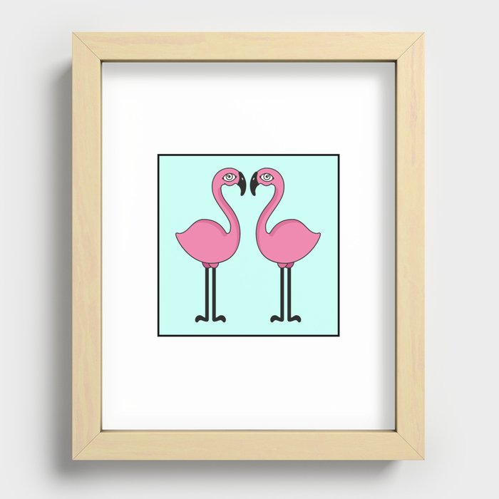 Flamingo's love Recessed Framed Print