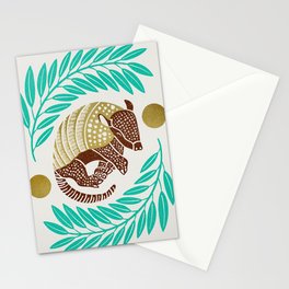 Sleepy Armadillo – Turquoise and Gold Stationery Card