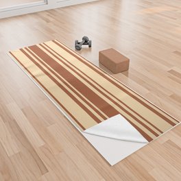 [ Thumbnail: Sienna & Tan Colored Stripes/Lines Pattern Yoga Towel ]