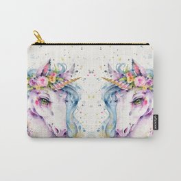 Little Unicorn Carry-All Pouch | Colorful, Unicorn, Inspiring, Delightful, Rainbow, Purple, Watercolor, Pastels, Pretty, Girly 