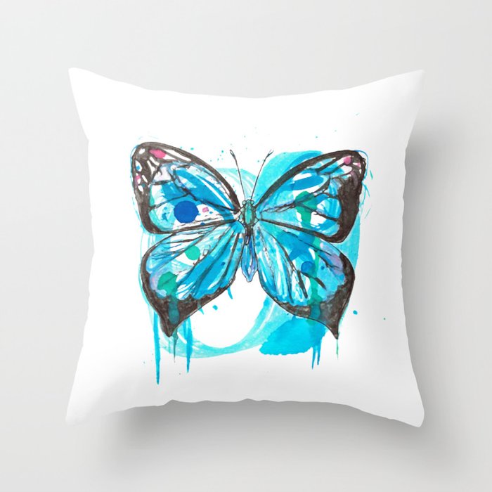 Blue butterfly Throw Pillow