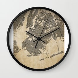 Brooklyn us vintage map Wall Clock