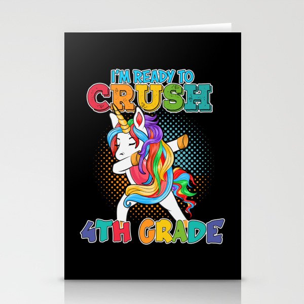 Unicorn girl 4th grade back to school Stationery Cards