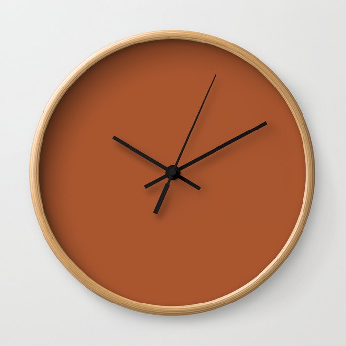 Clay Solid Deep Rich Rust Terracotta Colour Wall Clock