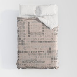 peach and grey ink marks hand-drawn collection Duvet Cover