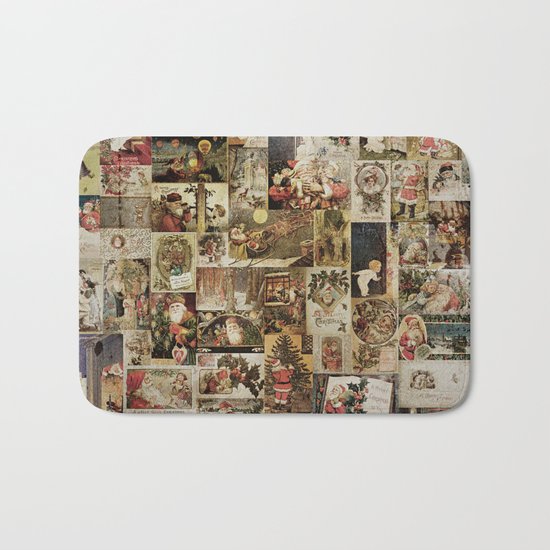 Merry Christmas- Santa angels & friends- collage Bath Mat