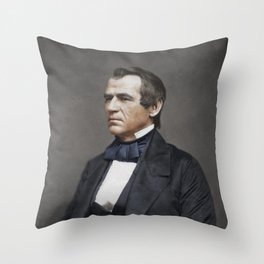 Andrew Johnson Portrait 1860 - Colorized Throw Pillow