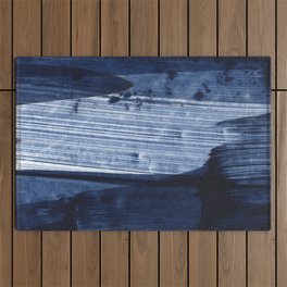 Navy Blue Abstract Painting ONE Outdoor Rug