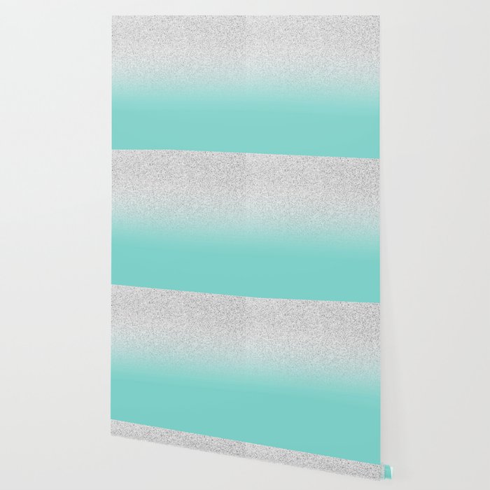 Modern Girly Faux Silver Glitter Ombre Teal Ocean Color Block