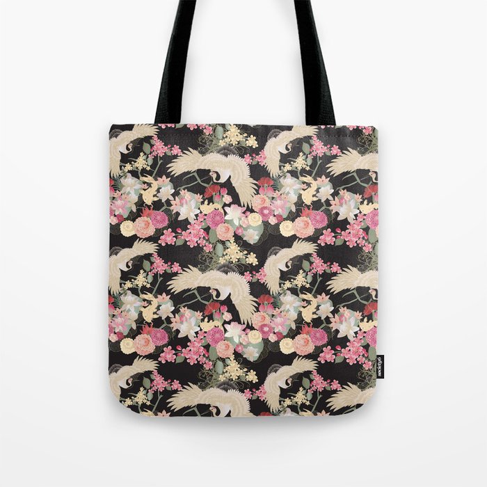 Japanese garden with cranes Tote Bag