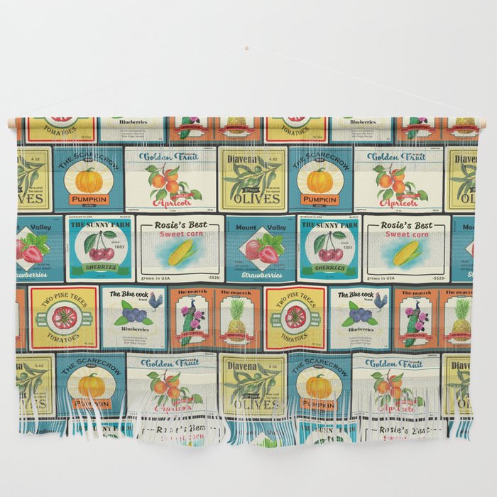 Vintage canned goods-Fruit labels Wall Hanging