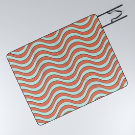 Green and Orange Modern Wave Pattern Picnic Blanket