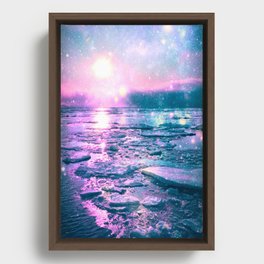 Mystic Waters Vibrant Pink Blue Lavender Framed Canvas