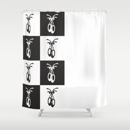 Meteorite Black and White Ballet Shoes Chess Board Vertical Split Shower Curtain