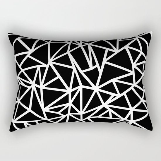 Abstract Outline Thick White on Black Rectangular Pillow