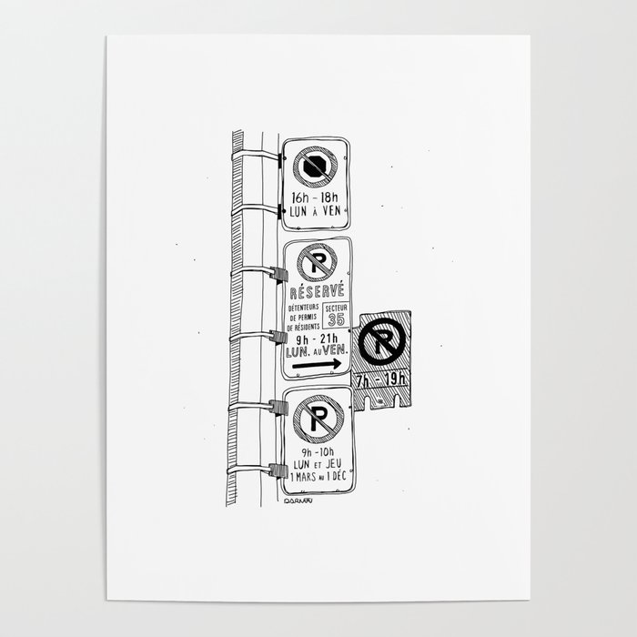 Parking Hell by Darvee - Montréal, Canada Poster