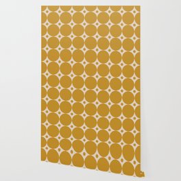 Futura Mid-century Modern Minimalist Abstract Pattern in Mustard Gold Wallpaper | Graphicdesign, Pattern, Minimalist, Midcentury, Ochre, Kierkegaard Design, 70S, Dots, 1950S, 60S 