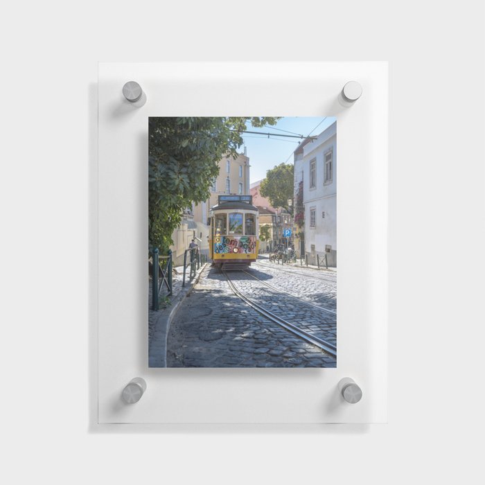 Tram in Lisbon, Portugal - vintage cable car summer - street and travel photography Floating Acrylic Print