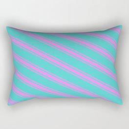 [ Thumbnail: Turquoise & Violet Colored Lined/Striped Pattern Rectangular Pillow ]