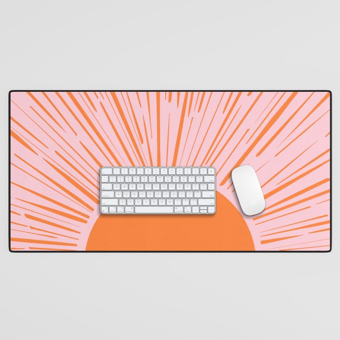 80s Retro Pink Sunset Desk Mat