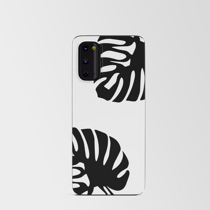 Monstera Leaves in Black and White Android Card Case