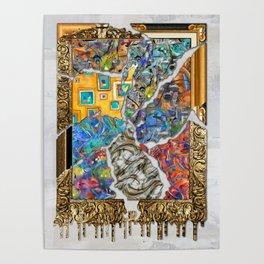 Fractured Frame Abstract Paintings 3D  Poster
