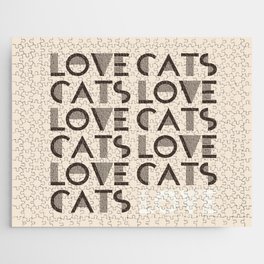 Love Cats - Linen & Brown neutral colors  modern abstract illustration   Jigsaw Puzzle