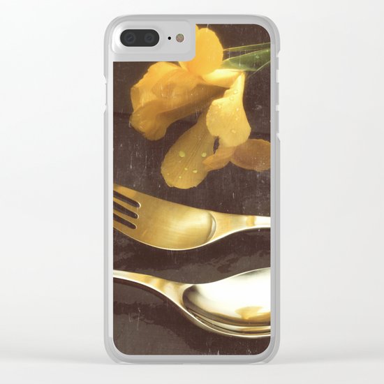Flowers on Slate, variation 3 Clear iPhone Case
