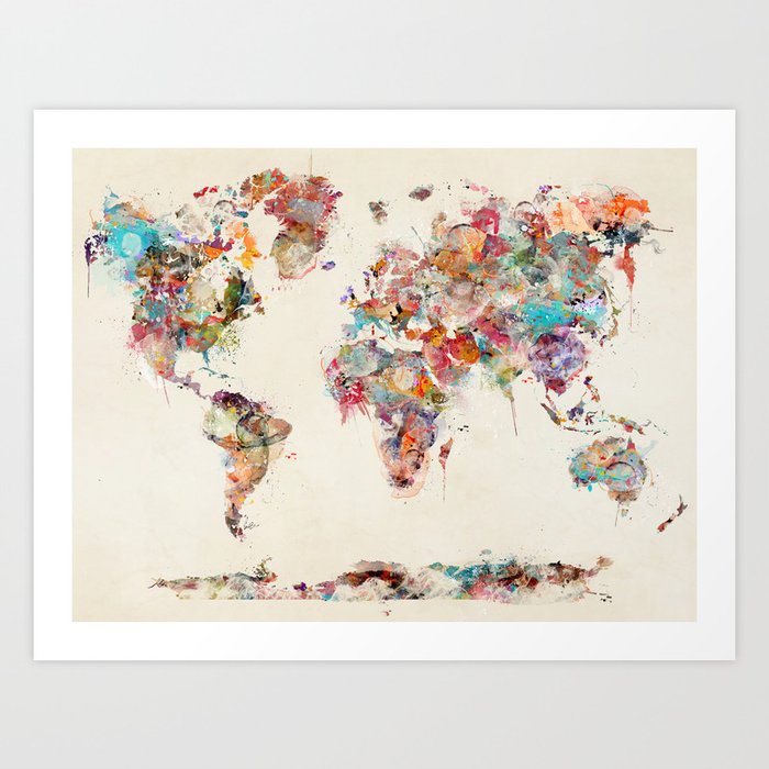 world map watercolor deux Kunstdrucke world map watercolor deux Kunstdrucke