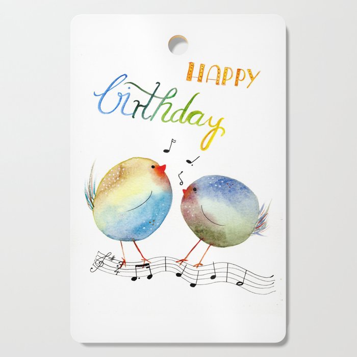 Happy Birthday Birds Cutting Board