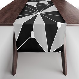 Abstract geometric pattern - gray, black and white. Table Runner