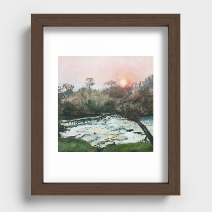 Zambian River Crossing Recessed Framed Print