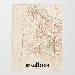 Brambleton, Virginia, United States - Vintage City Map Poster