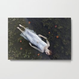 Floating Lady in white Metal Print