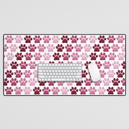 Paw Prints Pattern - Pink Desk Mat