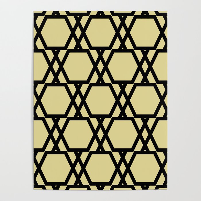 Black and Yellow Tessellation Line Pattern 20 - Diamond Vogel 2022 Popular Color Fire Dance 0799 Poster