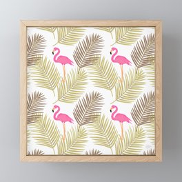 Flamingo Palms - Pink & Green Framed Mini Art Print
