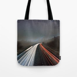 Highway in a cloudy dark  night - artistic illustration artwork Tote Bag