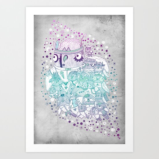 Glam fashion owls Art Print