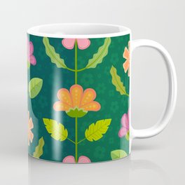 Floral Columns in a Warm Blue-Green Striped Garden (pattern) Coffee Mug