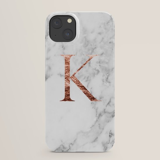 Monogram Rose Gold Marble K Iphone Case By Marbleco Society6