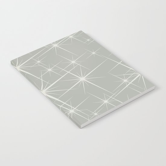 Gray Grey Glitters Stars Notebook